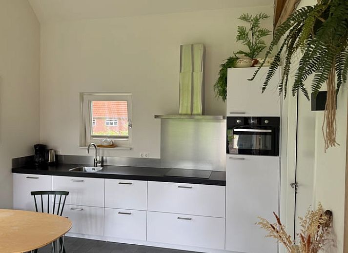 Luftaufnahme des Ferienhauses in Beuningen, umgeben von ueppiger Natur in Twente, Overijssel.