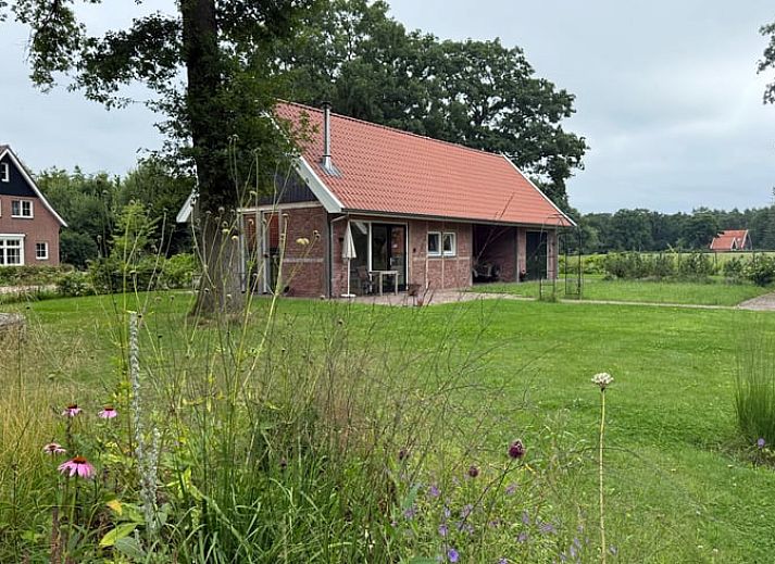 Ferienhaus in Beuningen mit sonniger Veranda und gruenem Garten in Twente, Overijssel.