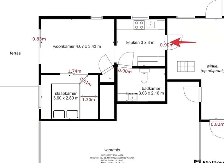 View from bedroom of Holiday Home in De Pollen, Geesteren, to cozy living room.
