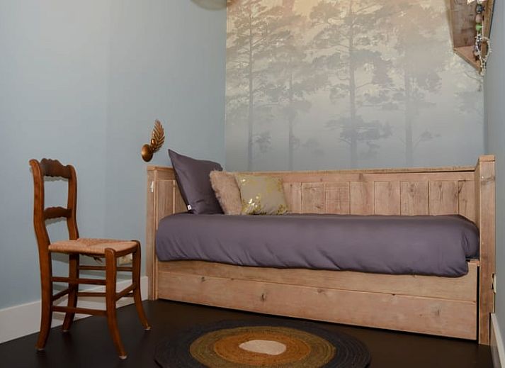 Gezellige woonkamer van Vakantiehuisje in Reutum, Twente met open haard en comfortabele zitruimte.