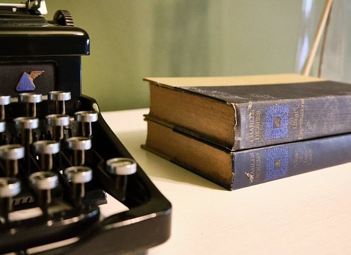 Cozy living room of Huisje in Reutum, a vacation home in Twente, Overijssel, with modern kitchen and stylish furnishings.