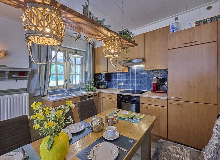 Blick von der Veranda des Ferienhauses Langgoor in Reutum, Twente mit gruener Landschaft.