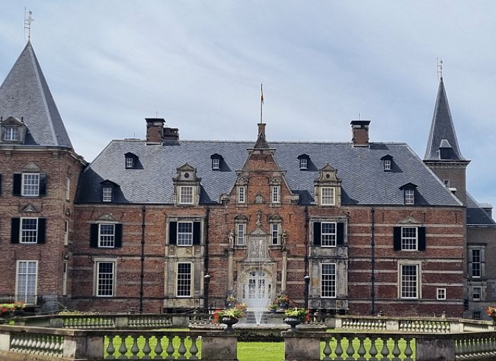 Front of Holiday home in Ambt Delden, Twente, with brick facade in Overijssel.