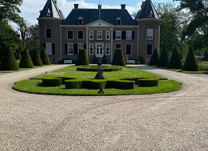 Front of Holiday home in Ambt Delden, Twente, with brick facade in Overijssel.