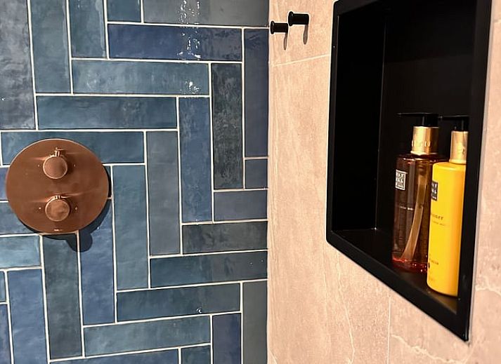 Cozy living room of Huisje in Rossum, vacation home in Twente, Overijssel, with fireplace and comfortable seating.