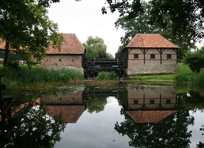 Vacation cottage in Haaksbergen, Twente with veranda surrounded by nature and flowers, ideal for a relaxing stay in Overijssel.
