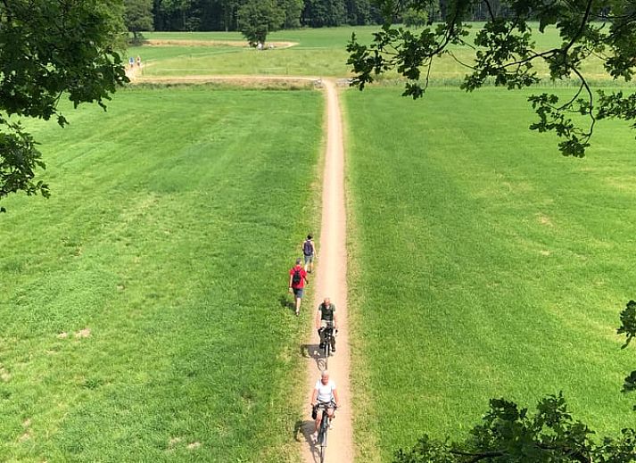 Sneeuwlandschap rond Huisje in Diepenheim, vakantiehuis in Twente omringd door bomen.