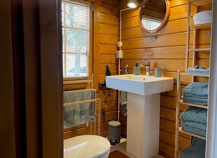 Gemuetliche Veranda des Ferienhauses in Enschede, Twente, mit Sitzgelegenheiten und Blumen in Overijssel.