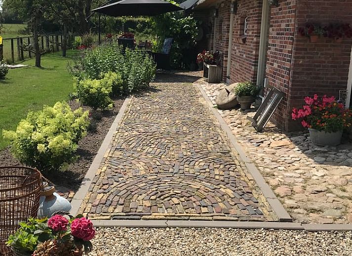 Gezellige binnenruimte in Vakantiehuisje in Markelo, Twente met decoratieve borden aan een gele muur, straalt landelijke charme uit.