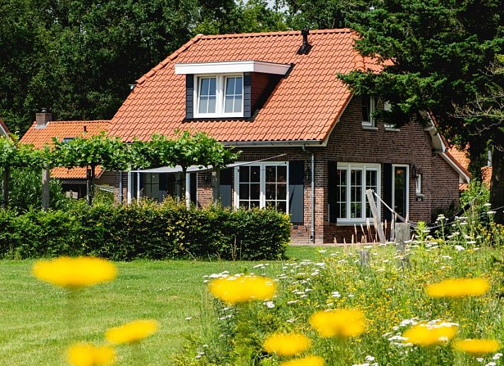 Vakantiehuis Zeldam in Enter, Twente met charmante rode dakpannen en groene omgeving.