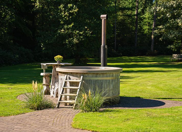 Gezellige woonkamer in Huisje in Losser, Twente, Overijssel, met ruime eettafel en comfortabele zithoek voor een ontspannen verblijf.