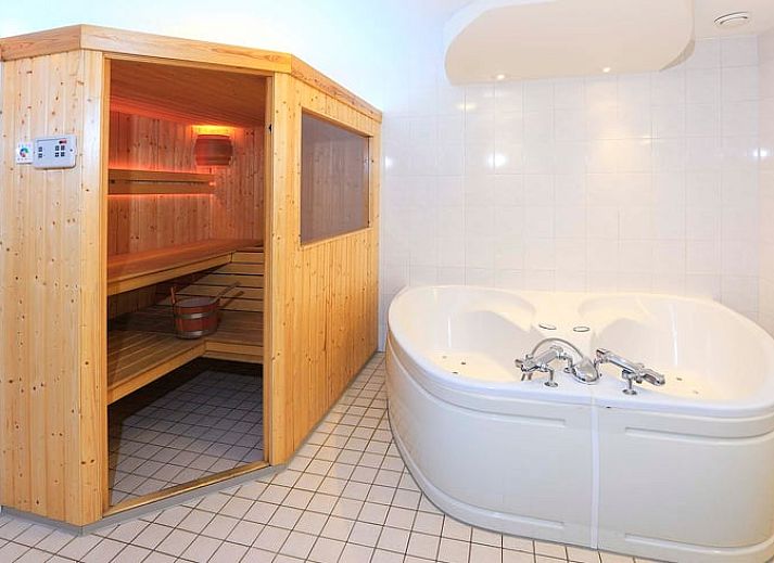 Wellness bathroom with sauna in Cottage in Deurningen, vacation home in Twente, Overijssel for ultimate relaxation.