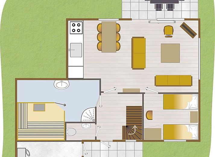 Luxury bathroom with sauna in Boshuus Wellness vacation home, Deurningen, Twente.