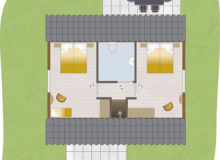 Gemuetliches Wohnzimmer im Ferienhaus Boshuus Comfort, Deurningen, mit Blick auf die Natur.