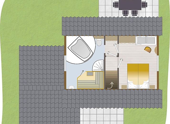 Sauna facility in Boshuus XL Wellness vacation home in Deurningen, Twente, Overijssel for ultimate relaxation.