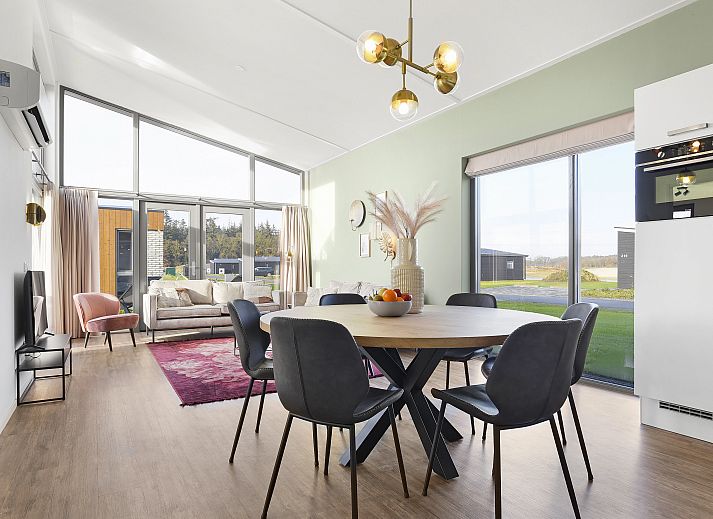 Modern living room in Sallandse Heuvelrug vacation home, Hoge Hexel, Twente.