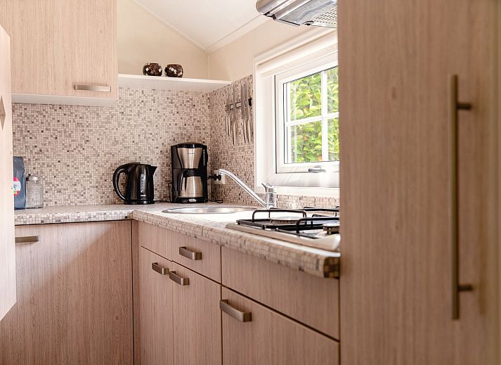 Summer sun on Scandinavian lodge in Zuna, vacation home surrounded by green nature in Twente, Overijssel.