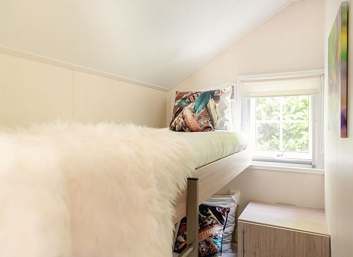 Summer sun on Scandinavian lodge in Zuna, vacation home surrounded by green nature in Twente, Overijssel.