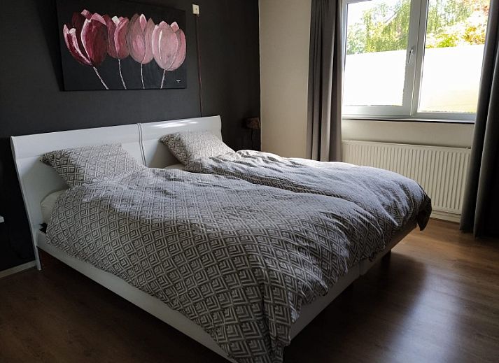 Rustige tuin bij Lutke Disserot vakantiehuis in Lattrop, Twente met uitzicht op het landschap.