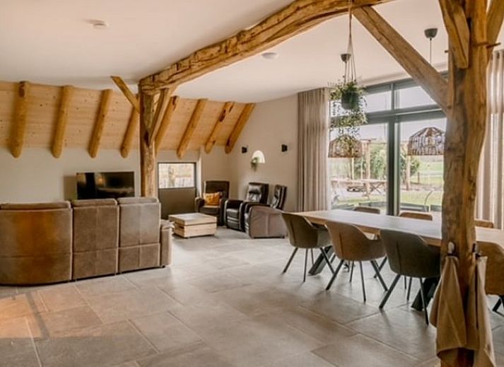 Entrance of Cottage in Agelo in Twente, Overijssel, overlooking the nature and modern interior of the cottage.