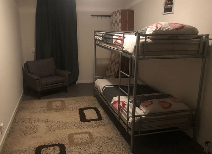 Gezellige woonkamer in vakantiehuis in Vroomshoop, Twente, met open haard.