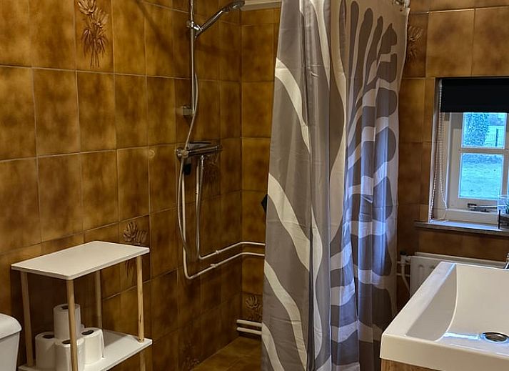 Gemuetliches Wohnzimmer im Ferienhaus in Goor, Twente, Overijssel, mit Weihnachtsbaum und gemuetlicher Sitzecke.