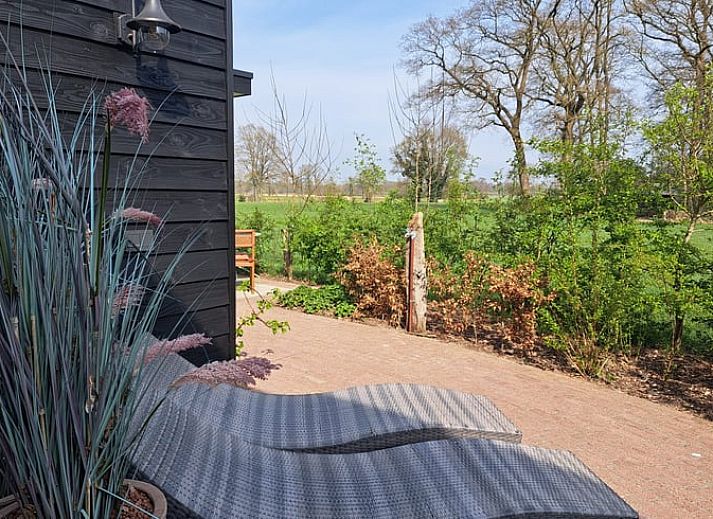 Sfeervol pad naar Vakantiehuisje in Bornerbroek, Twente, Overijssel omgeven door groene natuur.