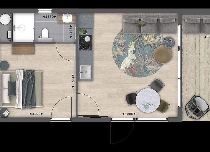 Stijlvolle keuken en eetruimte in Vakantievilla Amalia 2 Deluxe, Lattrop-Breklenkamp, Twente, voor een comfortabel verblijf.