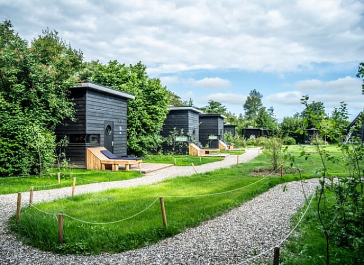 Geniessen Sie die Veranda des Ferienhauses in Lattrop-Breklenkamp, Twente, mit seiner entspannten Atmosphaere und gruenen Umgebung.