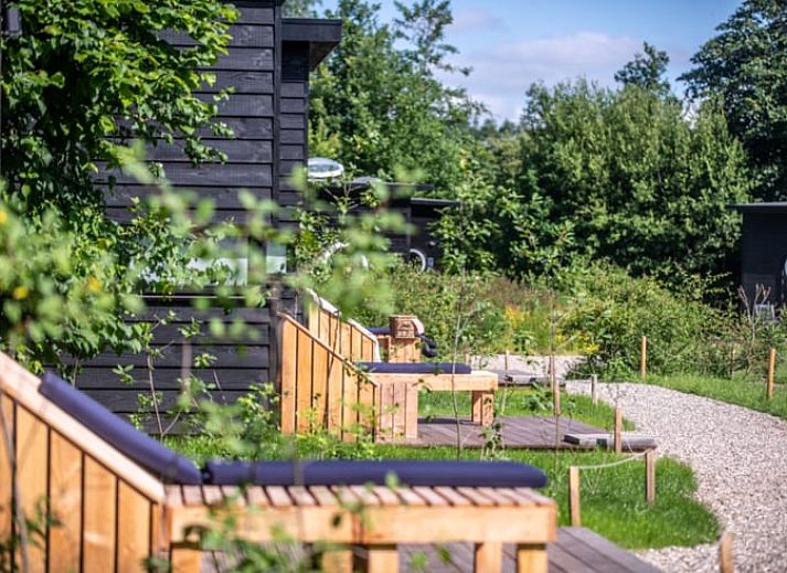 Rustikale Ferienhaeuser in Lattrop-Breklenkamp, Overijssel, umgeben von ueppiger Natur und Wanderwegen.