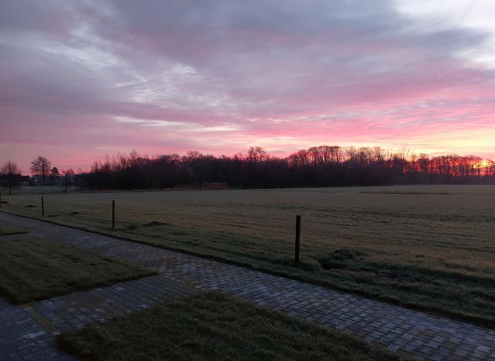 OV657 Ferienhaus in Hertme, Twente mit grosser Terrasse und hoelzernem Sichtschutz.