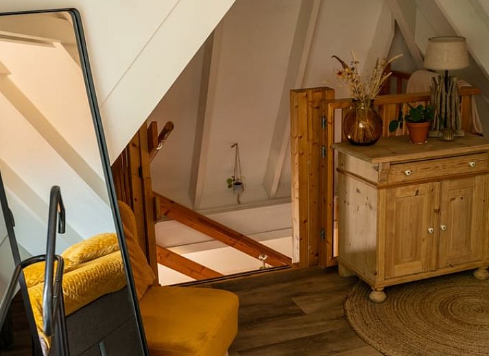 Veranda mit Blick auf die Felder im Ferienhaus in Broekland, Salland, Overijssel.