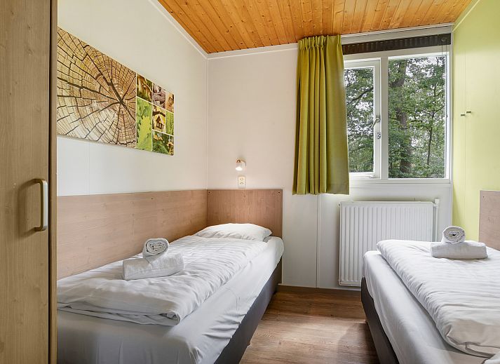 Terrasse mit Picknicktischen im 18-Betten-Bungalow Twenhaarsveld in Holten, Salland.