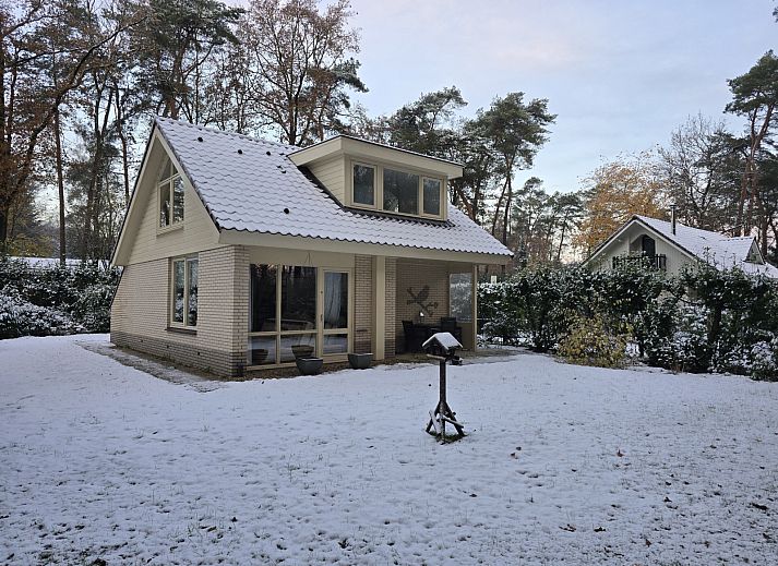 Geniessen Sie die Ruhe auf der Terrasse des Ferienhauses OV755 in Holten, Salland, Overijssel, umgeben von gruener Natur und frischer Luft.