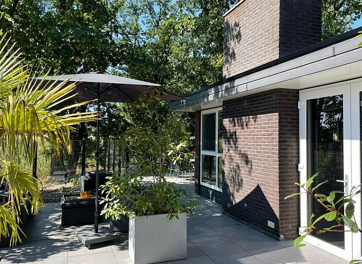 Uitzicht op groene velden bij Huisje in Holten, een vakantiehuis in Holten, Salland, Overijssel, omgeven door rustieke natuur.