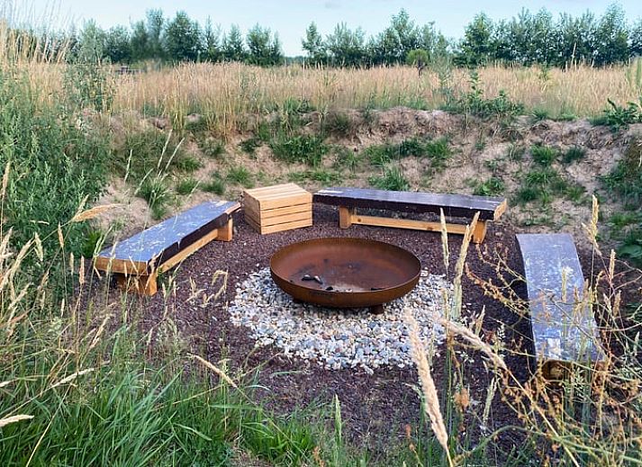 Barbecue on terrace with view at Holiday home in Wijhe, Salland, Overijssel.