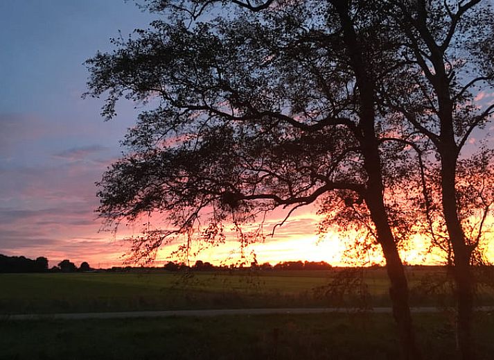 Ruime eetkamer in Vakantiehuis in Zwolle, Salland, Overijssel, met veel natuurlijk licht en gezellige sfeer voor een ontspannen verblijf.
