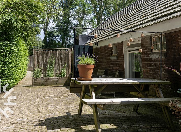 Entree van vakantiehuis OV529 in Zwolle, Salland, omgeven door groen in Overijssel.