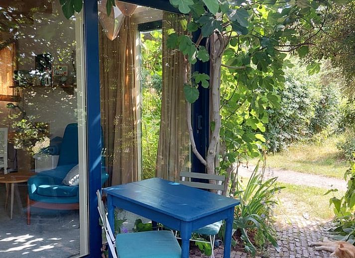 Gemuetlicher Innenbereich des Ferienhauses in Olst, Salland mit Holzdecke und bequemer Sitzecke.