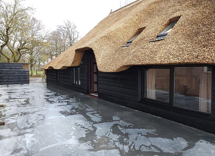 Cozy dining room in Holiday home in Nieuwleusen, Salland, with wooden table in Overijssel.