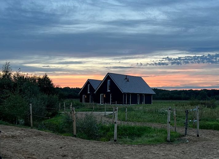 Stijlvolle woonkamer van Vakantiehuis in Hellendoorn met moderne inrichting en natuurthema in Salland, Overijssel.