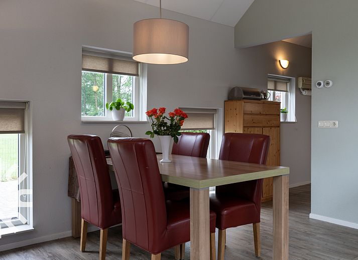 Terras bij vakantiehuis OV218 in Haarle, Hellendoorn, met uitzicht op groene weiden in Salland, Overijssel.