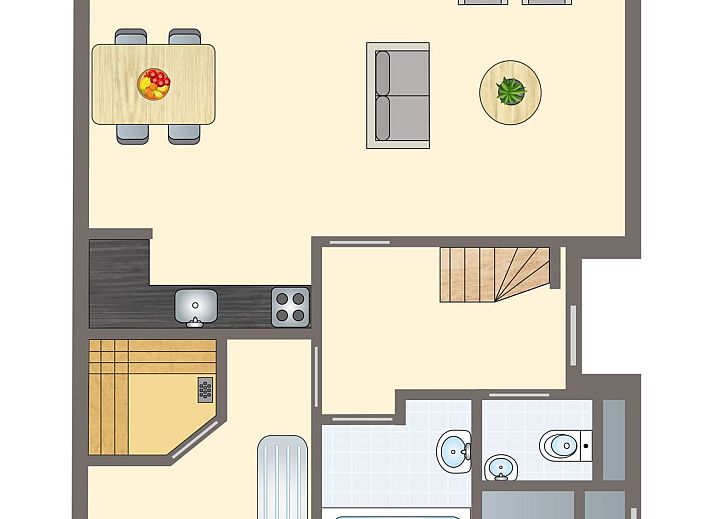 Gemuetliches Wohnzimmer mit Kamin in Landgoed De Hellendoornse Berg 4-Personen-Bungalow Boere, Haarle Hellendoorn, Salland, Overijssel.