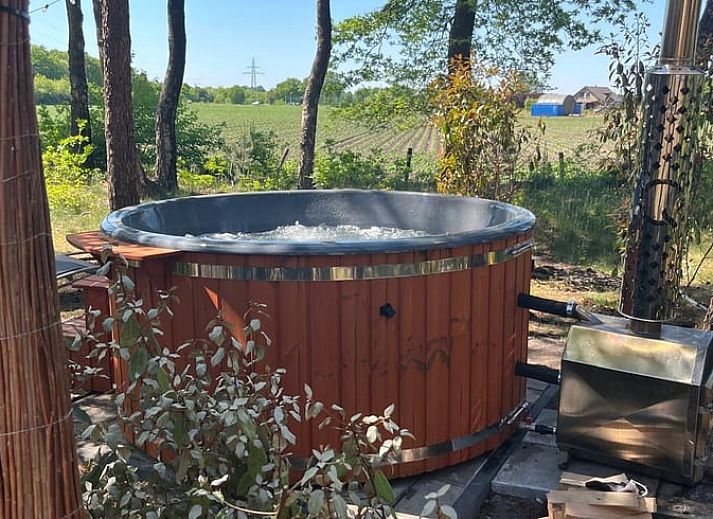 Stilvolles Wohnzimmer im Ferienhaus in Haarle, mit Blick auf die gruene Landschaft von Salland, Overijssel.