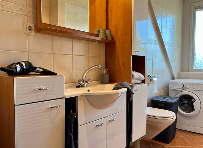 Das Ferienhaus in Beerze, Overijssel, bietet eine Terrasse mit Pflanzgefaessen und einem gemuetlichen Sitzbereich zum Entspannen.