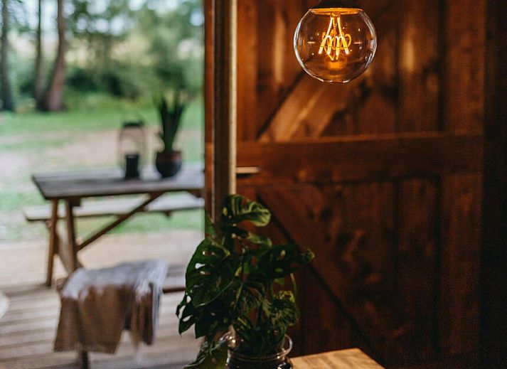 Veranda met uitzicht op de natuur bij Vechtglamping Lodge in Beerze.