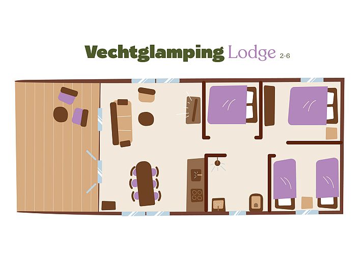 Buiten dineren met het gezin bij zonsondergang in Vechtglamping Lodge, Vechtstreek.