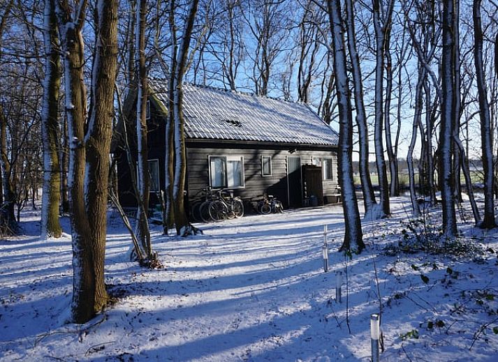 Cozy living room in Cottage in Dalfsen, Vechtstreek, Overijssel, with comfortable sitting area and wooden stairs.