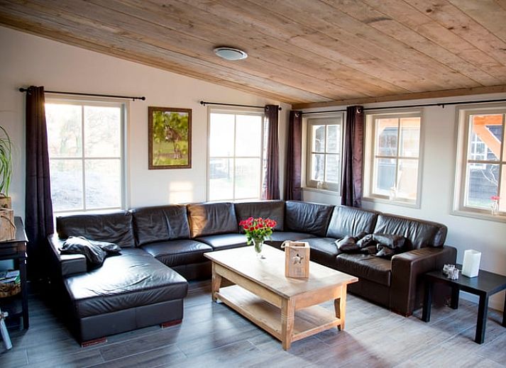 Ferienhaus in Balkbrug, ein charmantes Ferienhaus in der Region Vecht, Overijssel, mit einer einladenden Terrasse und einem bunten Garten.