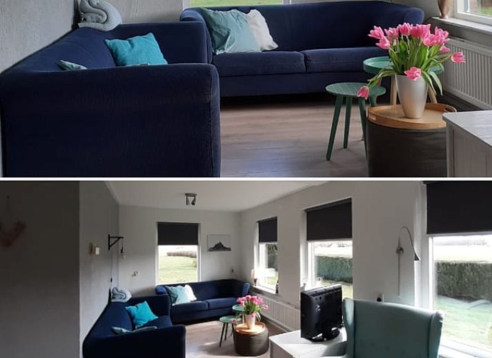 Ferienhaus in Rheezerveen mit Blumen und gruener Umgebung in der Region Vecht, Overijssel.